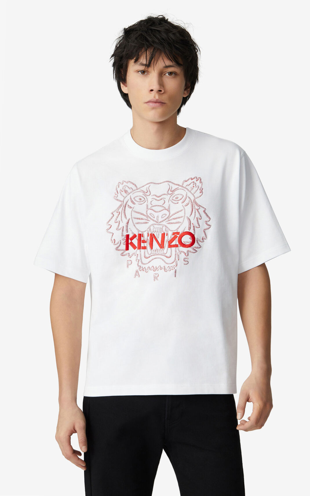 Kenzo Tiger loose fitting T Shirt White For Mens 6295OKDWI